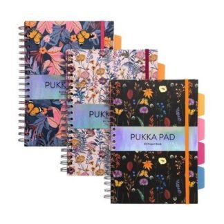 PUKKA PAD τετράδιο σπιράλ B5 Bloom με σκληρό εξώφυλλο και κλείσιμο με λάστιχο 5 θέματα/100 φύλλα