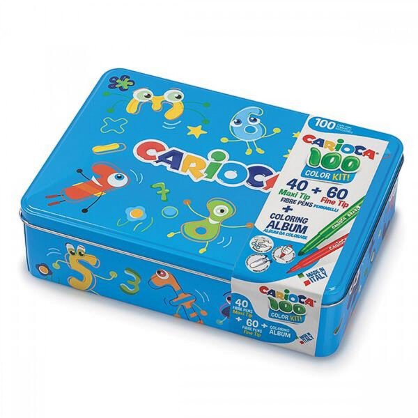 Carioca σετ μαρκαδόρων ζωγραφικής 100 color kit blue