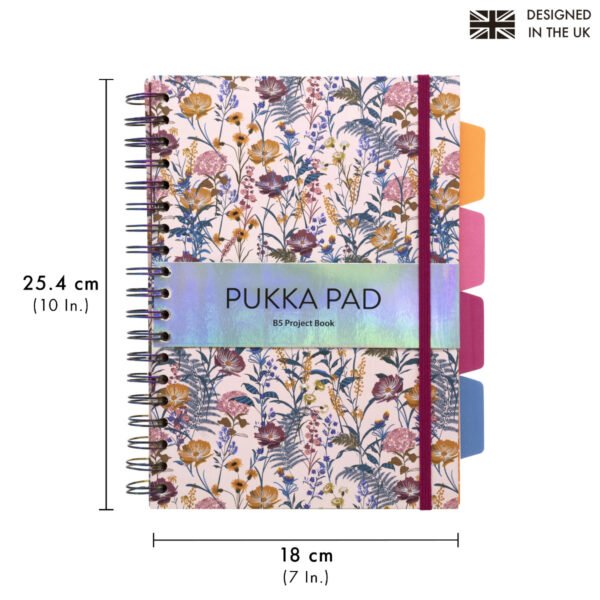 PUKKA PAD τετράδιο σπιράλ B5 Bloom με σκληρό εξώφυλλο και κλείσιμο με λάστιχο 5 θέματα/100 φύλλα