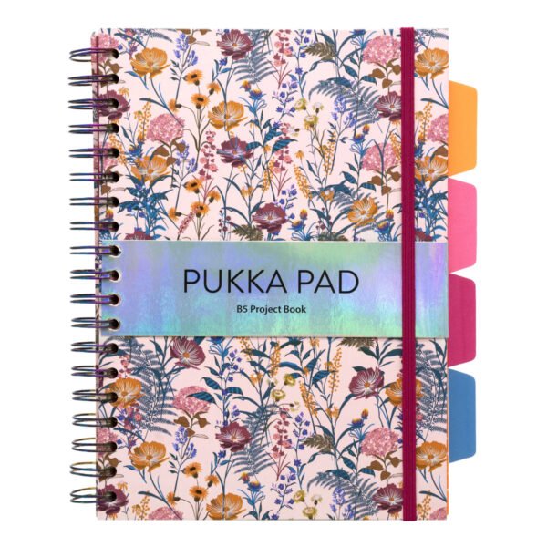 PUKKA PAD τετράδιο σπιράλ B5 Bloom Εκρού με σκληρό εξώφυλλο και κλείσιμο με λάστιχο 5 θέματα/100 φύλλα