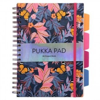 PUKKA PAD τετράδιο σπιράλ B5 Bloom Μπλε με σκληρό εξώφυλλο και κλείσιμο με λάστιχο 5 θέματα/100 φύλλα