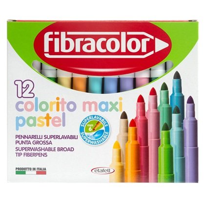 Fibracolor μαρκαδόροι ζωγραφικής colorito maxi pastel σετ 12 χρωμάτων
