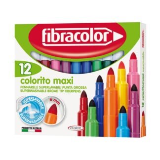 Fibracolor μαρκαδόροι ζωγραφικής colorito maxi σετ 12 χρωμάτων χονδρή μύτη 6mm
