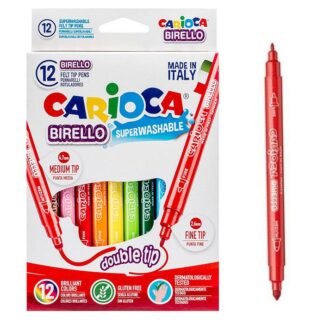 Carioca Birello μαρκαδόροι λεπτοί πλενόμενοι με διπλή μύτη 12 χρώματα