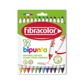 Fibracolor Bipunta μαρκαδόροι λεπτοί πλενόμενοι με διπλή μύτη 12 χρώματα