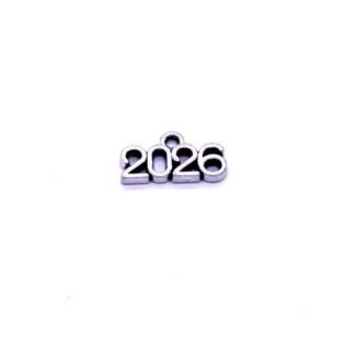 Μεταλλικό κρεμαστό γούρι 2026 9x17mm 10 τεμάχια