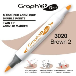 Μαρκαδόροι Ακρυλικοί Διπλή Μύτη Πινέλο 3020 Brown 2 Graph It Go! OZ