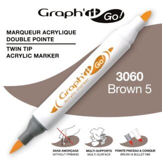 Μαρκαδόροι Ακρυλικοί Διπλή Μύτη Πινέλο 3060 Brown 5 Graph It Go! OZ