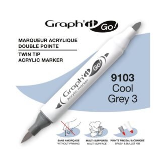 Μαρκαδόροι Ακρυλικοί Διπλή Μύτη Πινέλο 9103 Cool Grey 3 Graph It Go! OZ