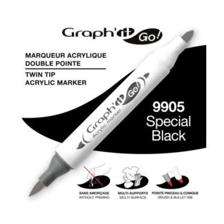 Μαρκαδόροι Ακρυλικοί Διπλή Μύτη Πινέλο 9905 Special Black Graph It Go OZ