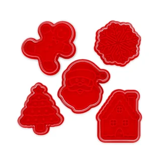 Legami Set of 5 Cookie Cutters with Stamps - Cookie Time! Christmas